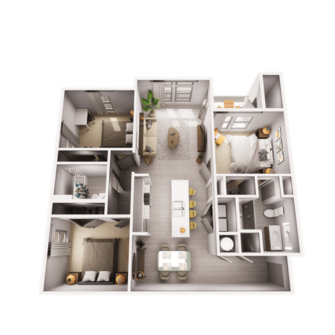 3 bedroom 3D plan